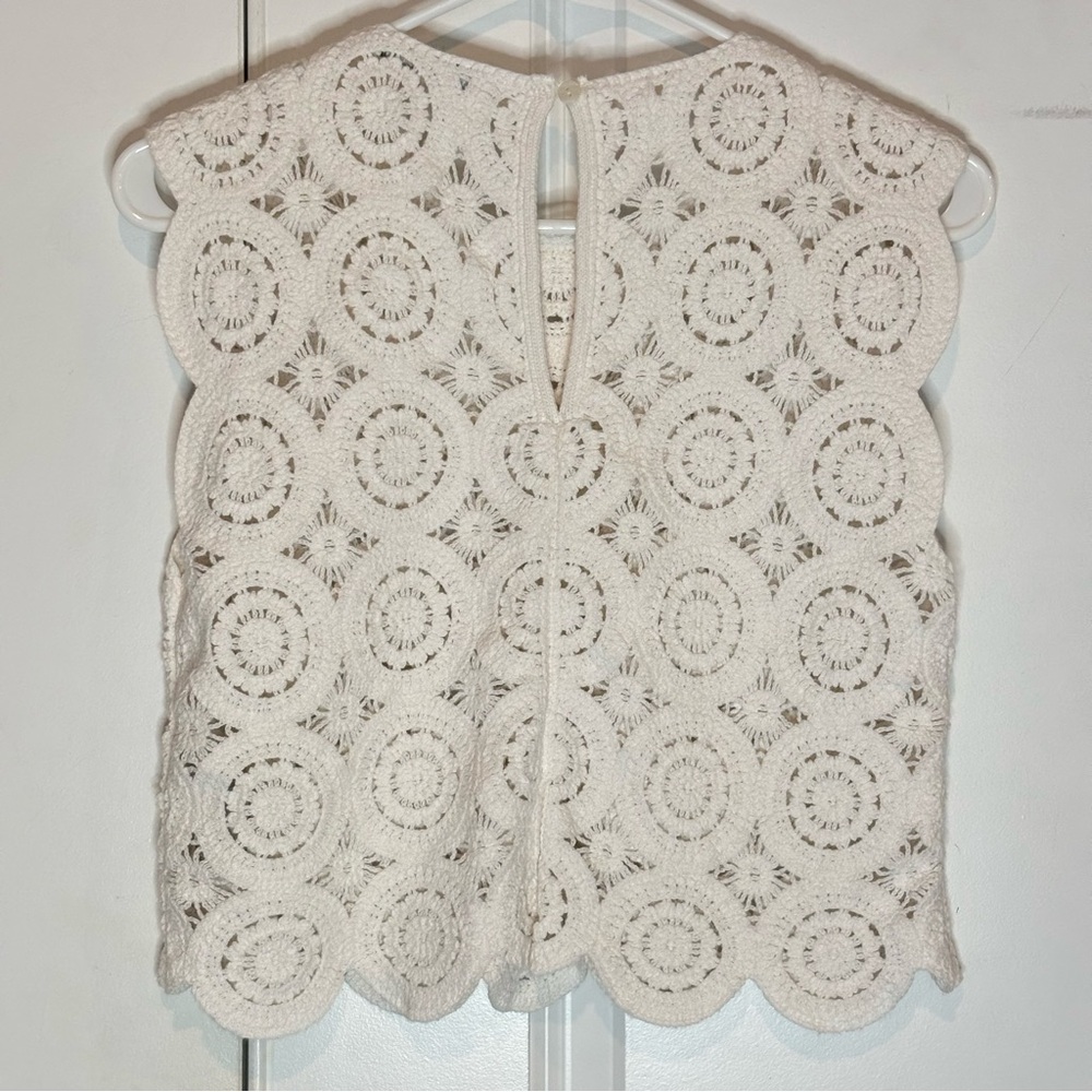 Abercrombie & Fitch White Crochet Lace Knit Sleeveless Top XS - Picture 4 of 7
